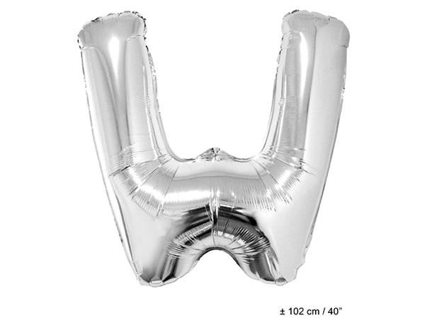 Bokstavballong W sølv 102 cm