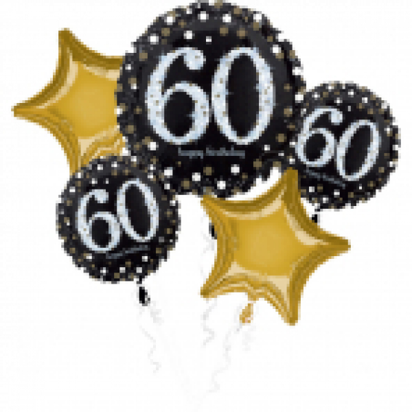Ballongbukett 60 år sparkling