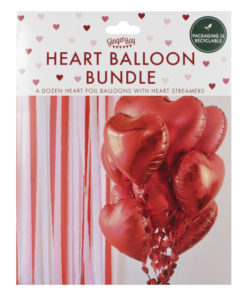 Folie hjerte ballongbukett med hjertestreamers