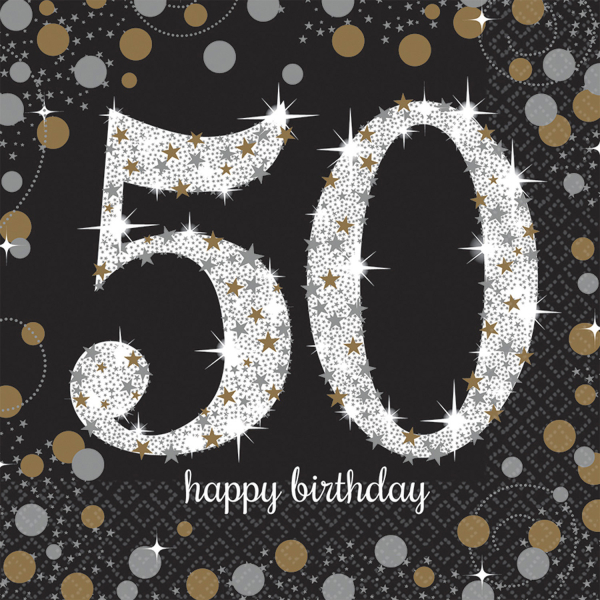Servietter sparkling celebration 50 år 16pk