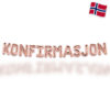 Ballongord KONFIRMASJON rosegull 35 cm