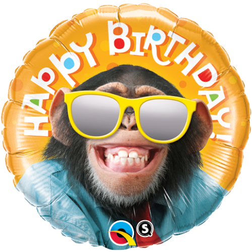 Birthday smiling chimp folieballong