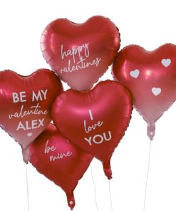 Folieballonger valentines røde hjerter 5pk