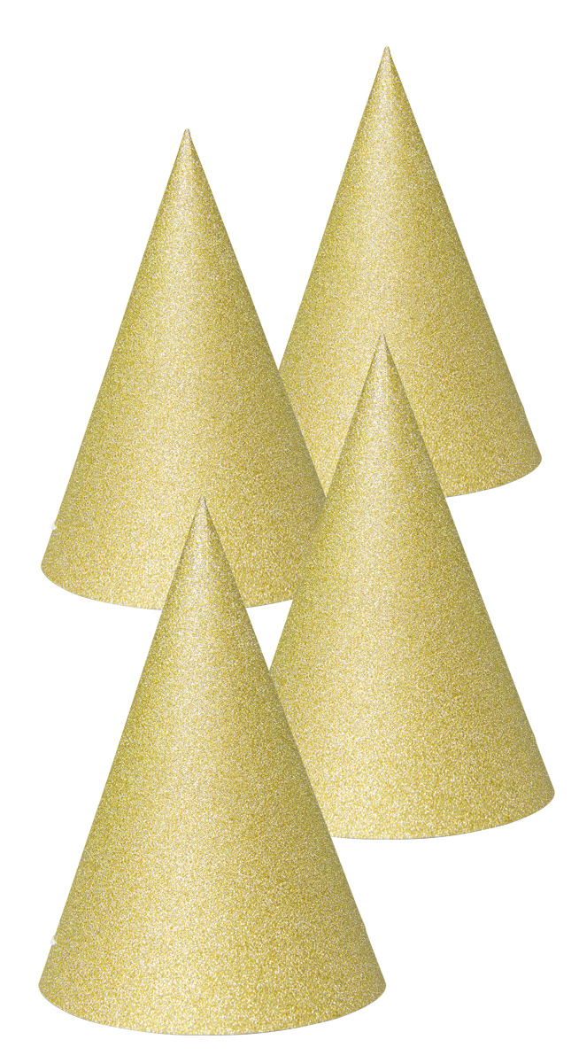 Bursdagshatter glitter gull 4pk
