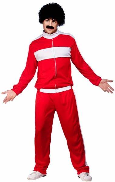 80s retro trackie rød/hvit  (plus size)