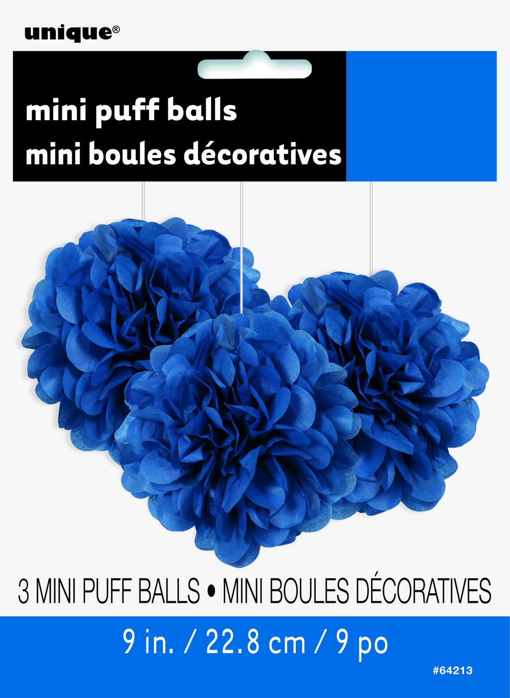 Mini Pompom mørkeblå 3pk (23cm)