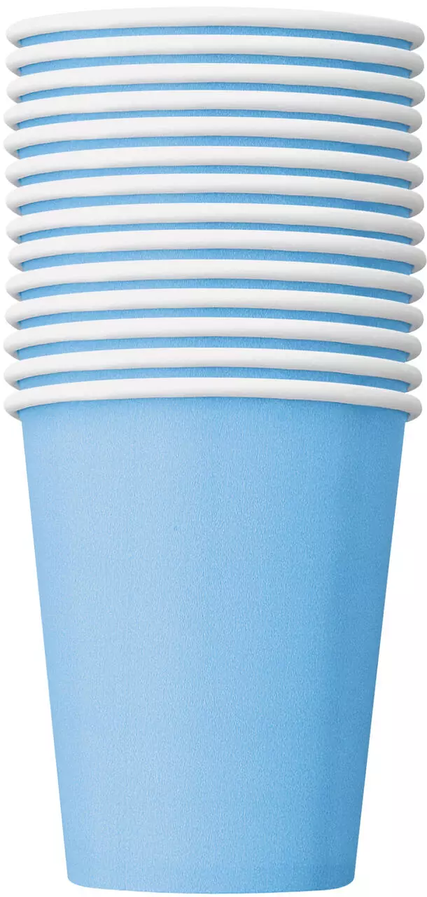 Pappkopper ensfarget lyseblå 14pk