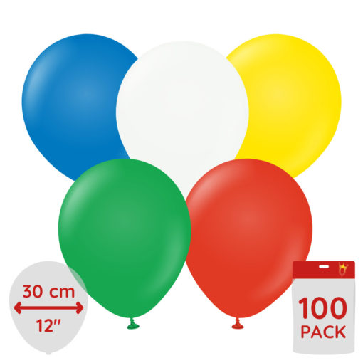 100 pk assorterte kvalitetsballonger 30 cm Ø