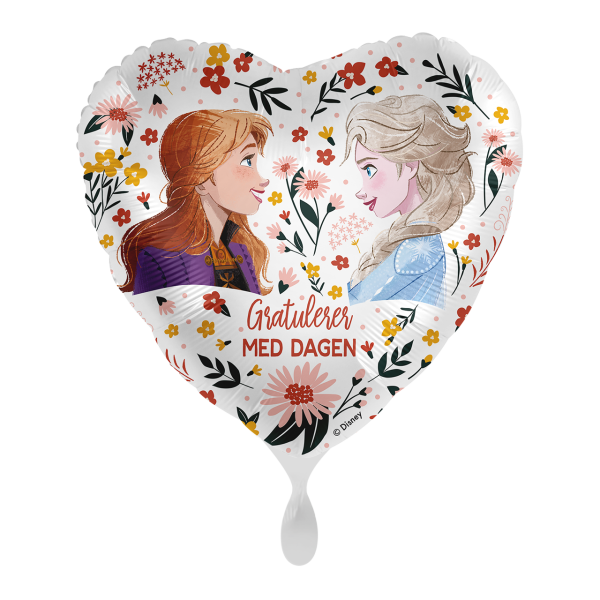 Gratulerer med dagen- Anna & Elsa folieballong hjerte