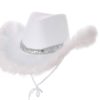 Cowboyhatt Texan hvit med pelskant