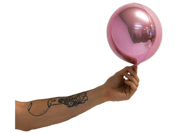 Speilballong lys rosa 18 cm