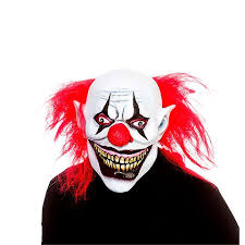 Full head big mouth killer clown latexmaske