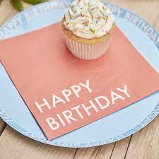 Servietter coral happy birthday 16 pk