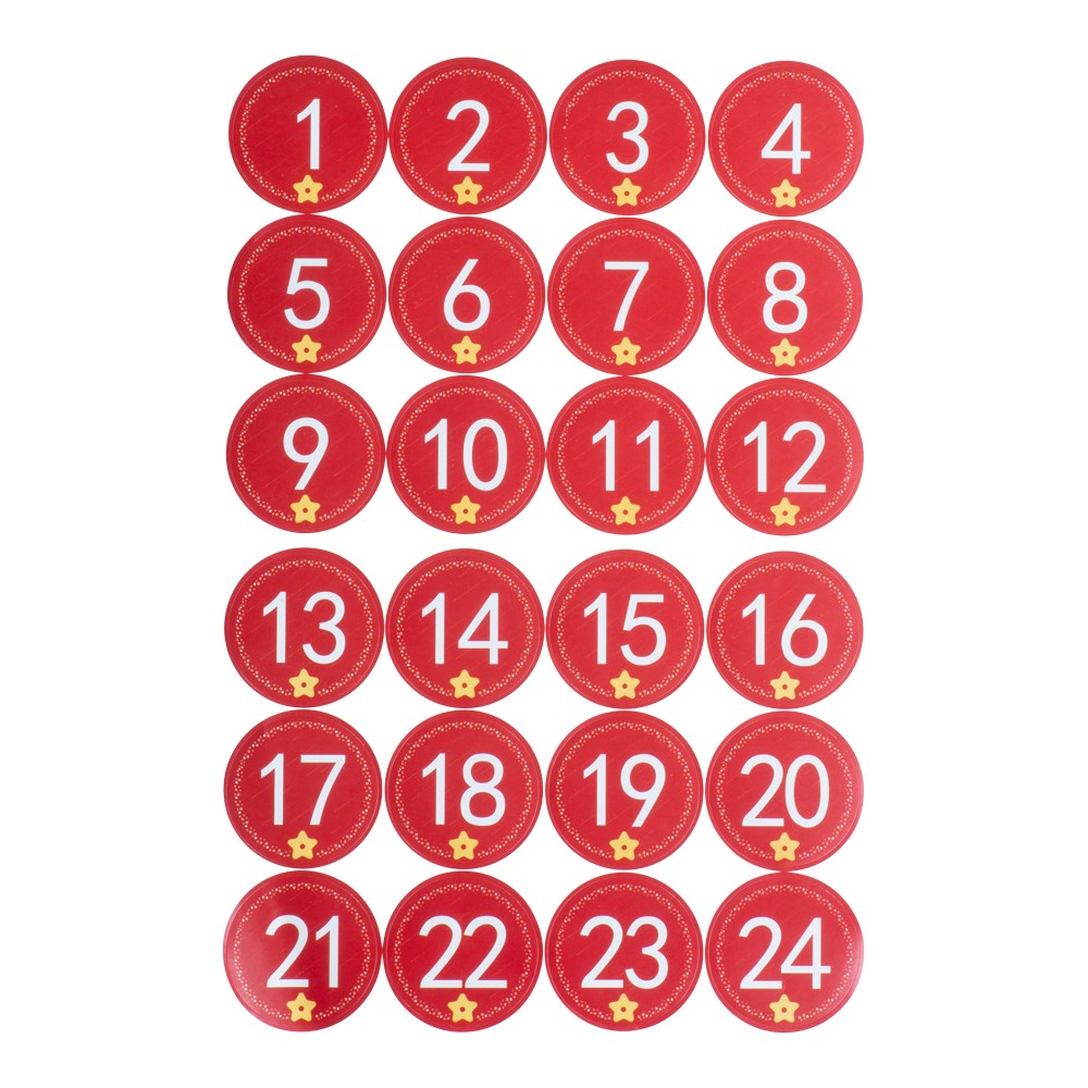 Christmas stickers with 24 numbers