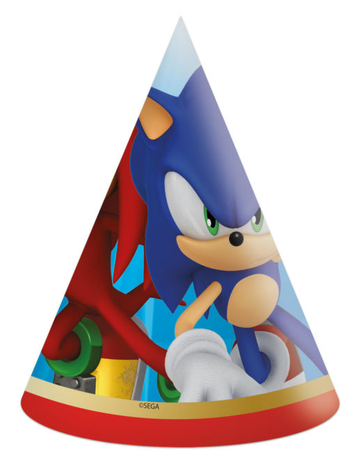 Bursdagshatter Sonic the hedgehog 6pk
