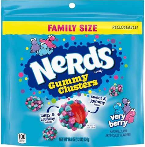 Nerds gummy clusters sub very berry bag family size 524g