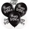 Happy birthday sort/hvit ballonger 6pk