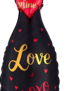 Folieballong bubbly bottle love svart