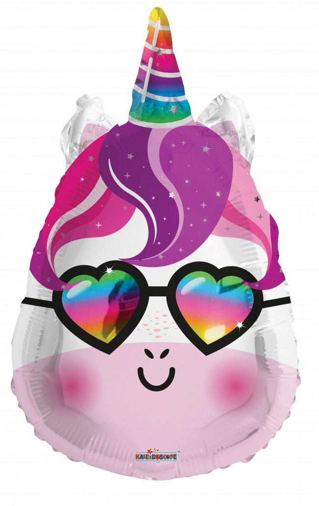 Folieballong unicorn with glasses 46cm