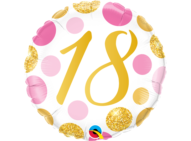 18 birthday pink & gold dots