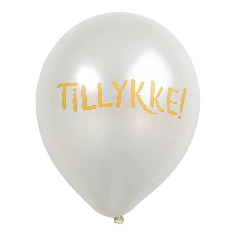 Ballonger TILLYKKE pearl white 6pk