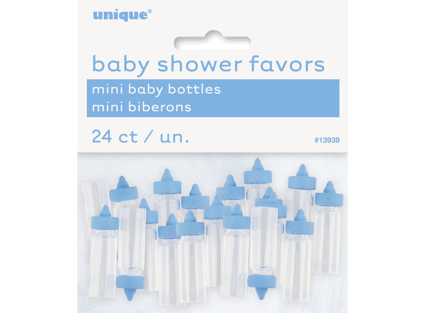 Mini tåteflasker blå bord-dekor 24pk