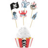 Pirate cupcake decoration set 6stk