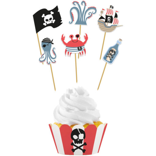 Pirate cupcake decoration set 6stk