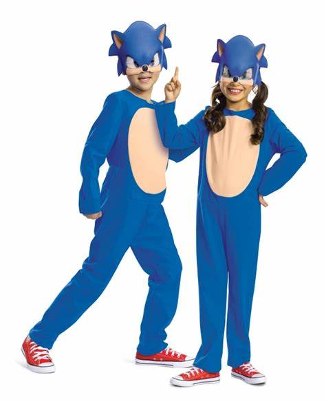 Super Sonic costume med maske 7-8 år