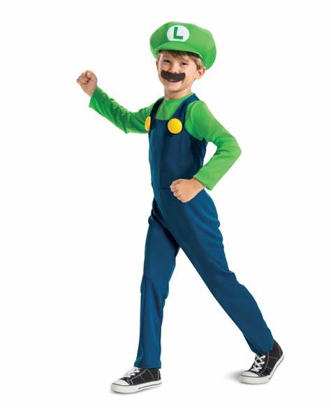 Luigi super mario kostyme 4-6 år