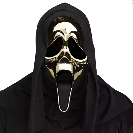 Ghost face golden metallic maske