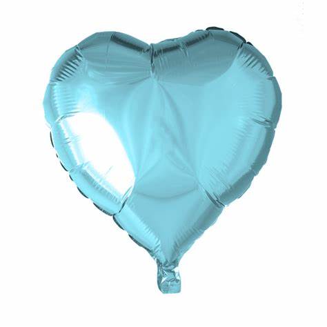 Lyseblått hjerte folie 46cm