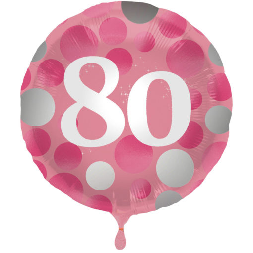 Folieballong 80 år glossy pink