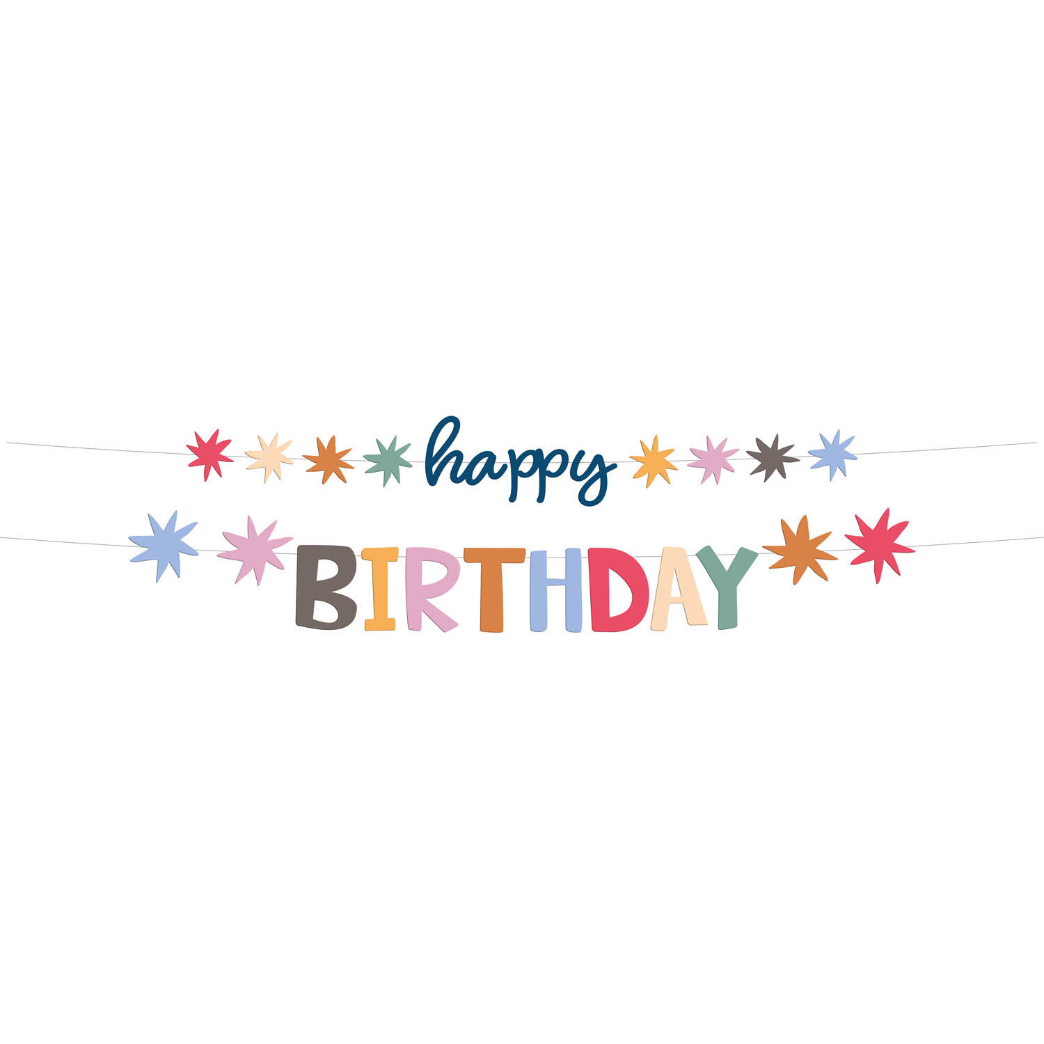 Letter Banner Set  "Happy Birthday" Starburst 1,5 meter