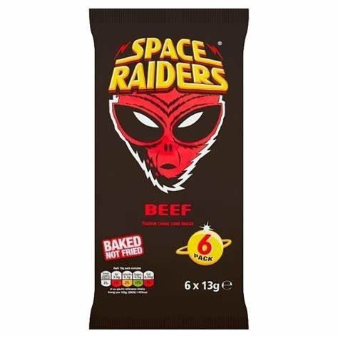Space raiders beef crisps 6-pak