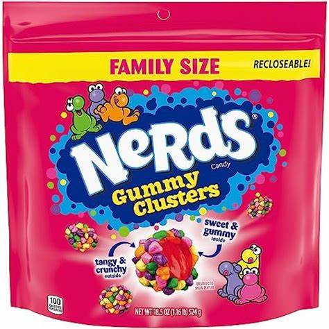 NERDS GUMMY CLUSTERS RAINBOW STAND UP BAG FAMILY SIZE 524g