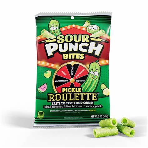 Sour punch bites pickle roulette peg bag 142g