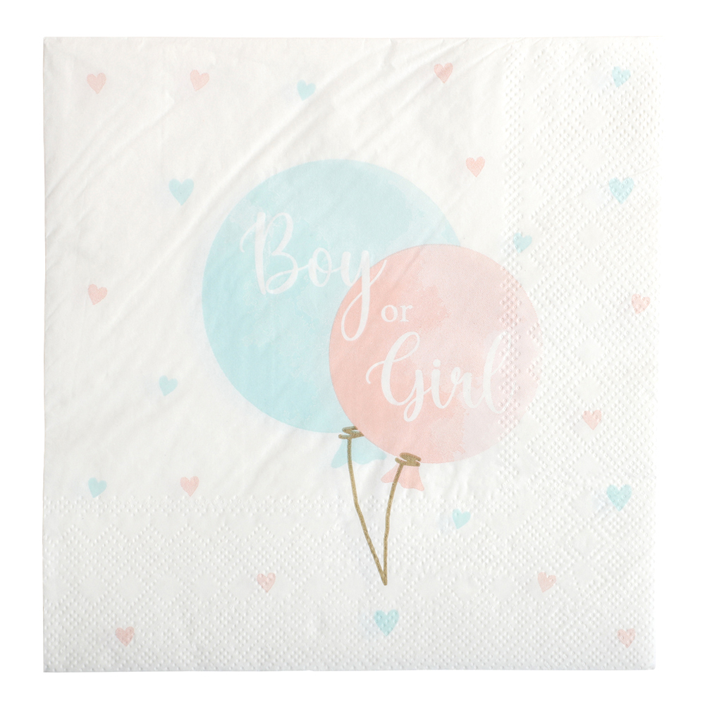 Boy or girl gender reveal servietter 16pk