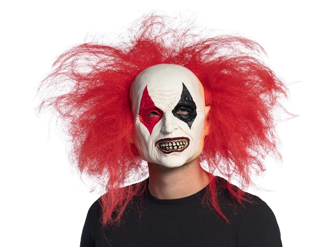 Latexmaske Ruddy clown with hair full head