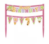 1st birthday kaketopp rosa dyrehage