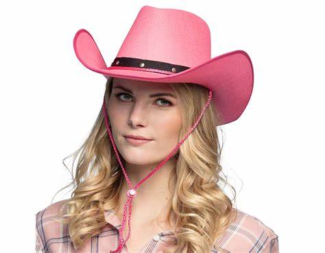 Rosa cowboyhatt med sort bånd