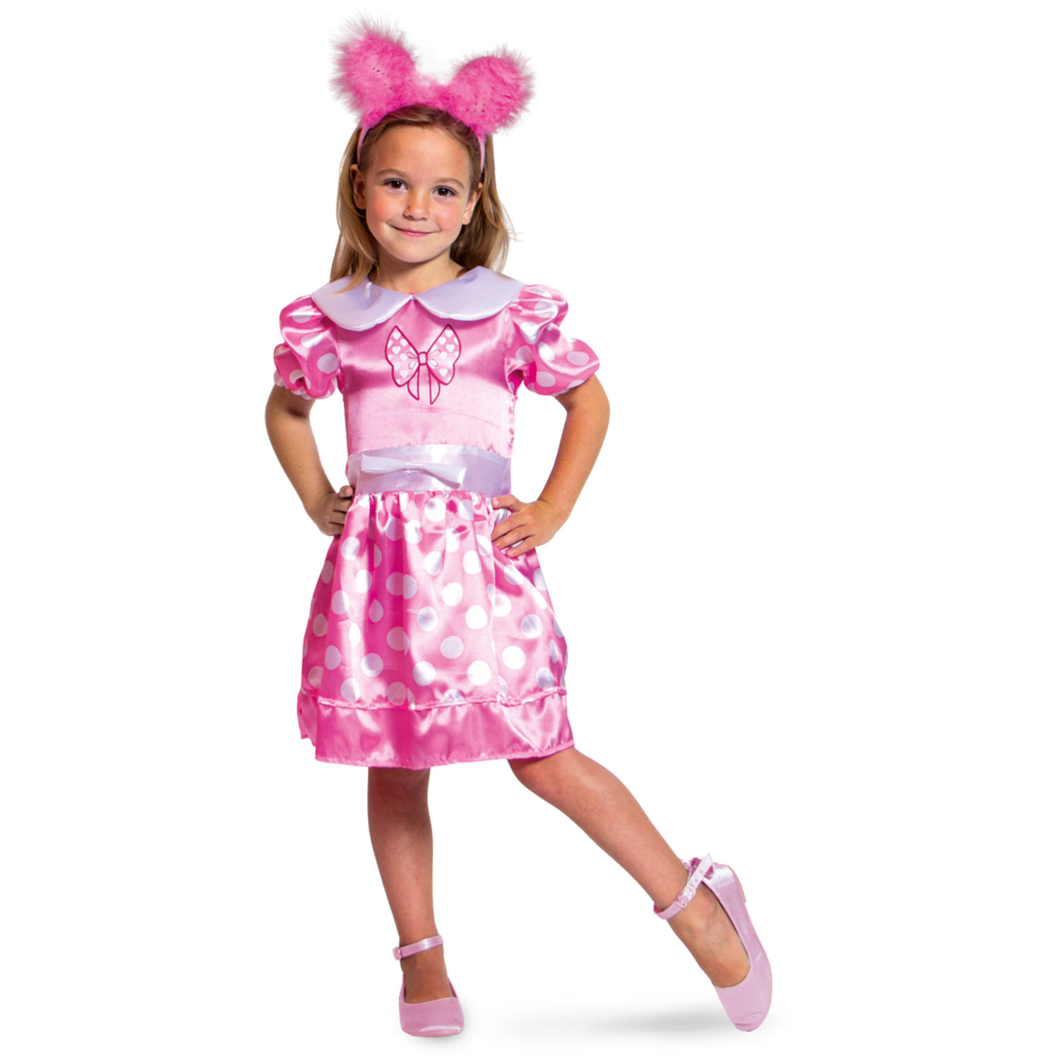 Pink mini dot kjole ( S 3-5 år)