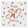 Servietter 30 år Hvit rosègulltrykk 20pk