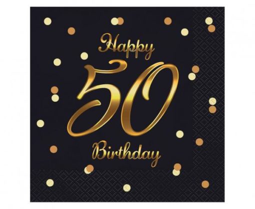 Servietter 50 år Sort gulltrykk 20pk