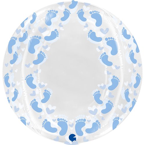 Globe transparent footprint blå 4D 48cm