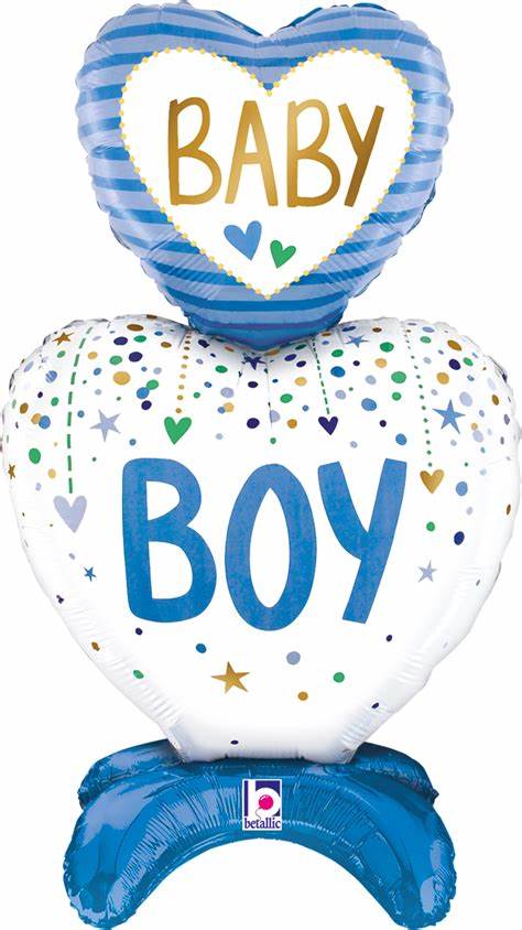 Stand up ballong baby boy hearts 71cm