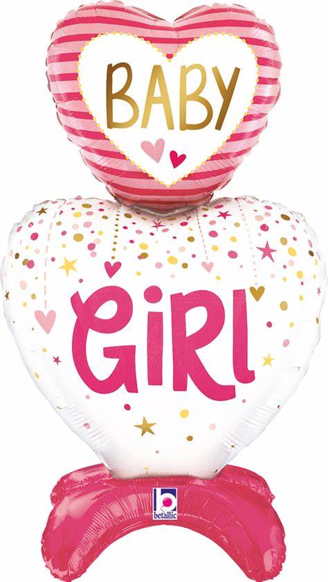 Stand up ballong baby girl hearts 71cm