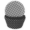 Sorte ruter og polkadot cupcakesformer 75pk