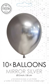 Mirror ballonger sølv 10pk