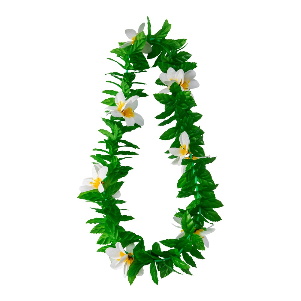 Hawaiikrans grønne blad og hvite blomster